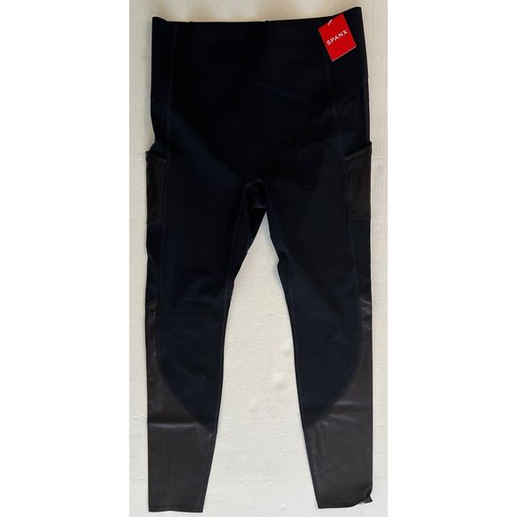 Spanx 20193R Women Sz M Very Black Every Wear Gloss Pockets Leggings - Picture 4 of 8
